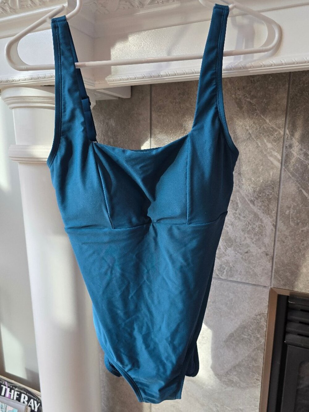 Roots Women's Blue One Piece Swimsuit Square Neck Built-In Bra 10